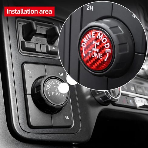 ملصق زر التحكم في المقطورة من BETTERHUMZ لسيارة Ford F150 2021 2022 2023 2024 2025 ملحقات داخلية من ألياف الكربون (أحمر) in Kuwait