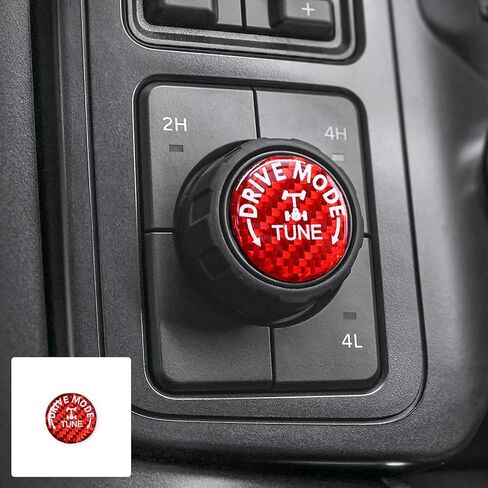 ملصق زر التحكم في المقطورة من BETTERHUMZ لسيارة Ford F150 2021 2022 2023 2024 2025 ملحقات داخلية من ألياف الكربون (أحمر) in Kuwait