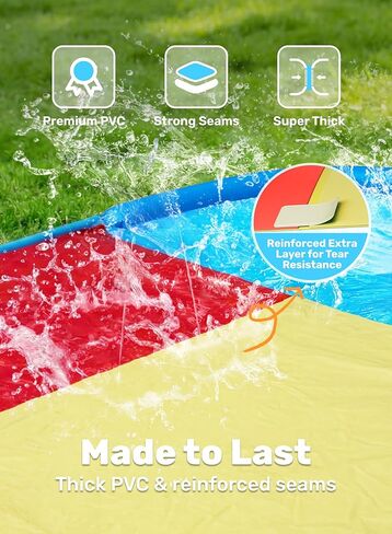 Sloosh 22.5FT Lawn Water Slide with Water Stomp, Slip Waterslide with 2 Bodyboards Summer Toy with Build in Sprinkler for Backyard Outdoor Fun for Kids in Kuwait