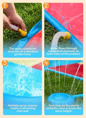 Sloosh 22.5FT Lawn Water Slide with Water Stomp, Slip Waterslide with 2 Bodyboards Summer Toy with Build in Sprinkler for Backyard Outdoor Fun for Kids in Kuwait