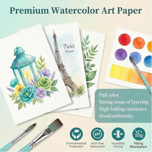 56 Sheets Watercolor Paper Bulk, 140 lb/300 GSM Cold Press Watercolor Paper, White Paint Paper in 4 x 6 in and 5 x 7 in, Thick Art Paper for Kids, Students, Beginners, Artists, Cards and Crafts in Saudi Arabia