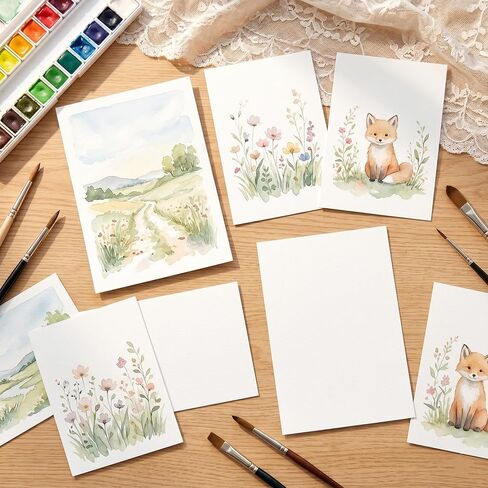 56 Sheets Watercolor Paper Bulk, 140 lb/300 GSM Cold Press Watercolor Paper, White Paint Paper in 4 x 6 in and 5 x 7 in, Thick Art Paper for Kids, Students, Beginners, Artists, Cards and Crafts in Saudi Arabia