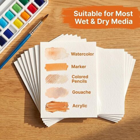 56 Sheets Watercolor Paper Bulk, 140 lb/300 GSM Cold Press Watercolor Paper, White Paint Paper in 4 x 6 in and 5 x 7 in, Thick Art Paper for Kids, Students, Beginners, Artists, Cards and Crafts in Saudi Arabia