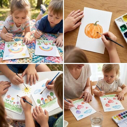 56 Sheets Watercolor Paper Bulk, 140 lb/300 GSM Cold Press Watercolor Paper, White Paint Paper in 4 x 6 in and 5 x 7 in, Thick Art Paper for Kids, Students, Beginners, Artists, Cards and Crafts in Saudi Arabia