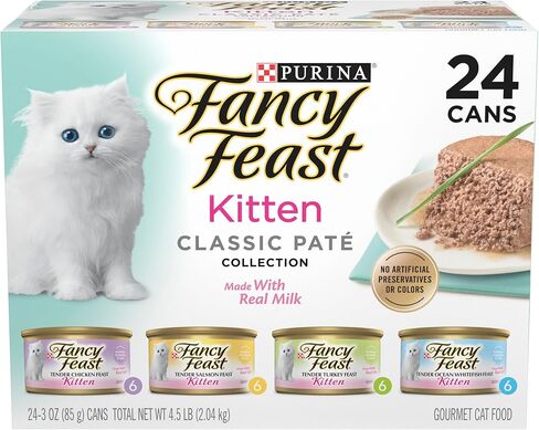 Purina Fancy Feast Tender Ocean Whitefish, Turkey, Chicken and Salmon Feasts Wet Kitten Food Variety Pack - (Pack of 24) 3 oz. Boxes in Saudi Arabia