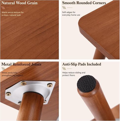 9.5 Inch Small Wooden Stool, Natural Wood Foot Stool with Non Slip Pads, Compact Square Stool for Bathroom Bedroom Entryway Plant Stand Shoe Changing in Saudi Arabia