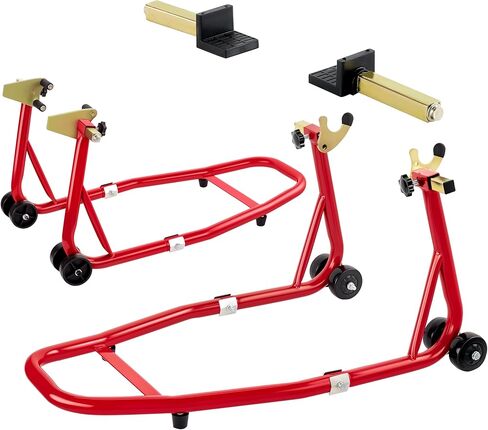 Universal Motorcycle Stand Front Rear Combo, 900 LBS Heavy Duty Wheel Lift Stands with U+L Adjustable Swingarm Spool, fits for Diversity of BMW, Suzuki, Yamaha, Honda, Kawasaki, Red in Saudi Arabia