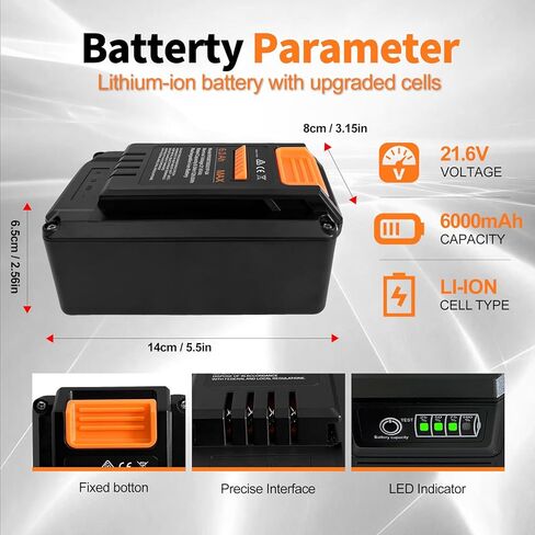6000Ah Battery for Mammotion Robot Lawn Mower YUKA Mini 500/600/700/700H/800, Replacement for MWBT06S01P-03, MWBT06S02P-03, MWBT06S02P-01,etc in Saudi Arabia