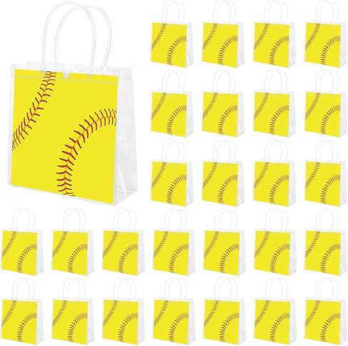 MIMIND Baseball Gift Party Baseball Party Fafore Goodie حقائب مع مقابض 8 × 8 × 3.15 بوصة و 30 قطعة واضحة حقائب PVC Sport Treat For Sport in Saudi Arabia