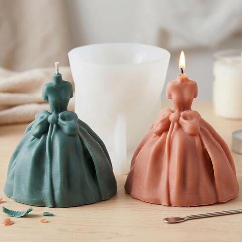 Wedding Dress Silicone Candle Mold Princess Dress Candle Mold Wedding Dress Resin Casting Mold for Candle Home Decorate Mold Candle Making Aromatherapy Gypsum Candles Clay Craft in Saudi Arabia