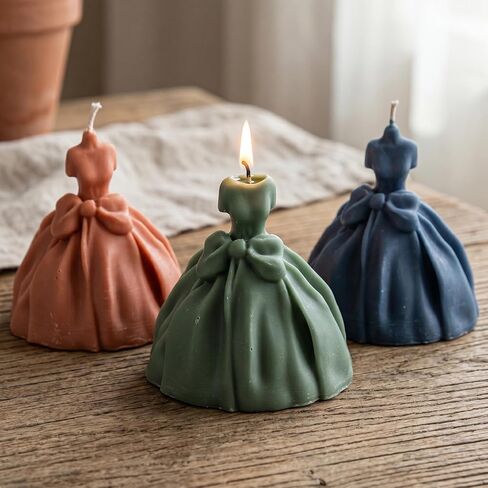 Wedding Dress Silicone Candle Mold Princess Dress Candle Mold Wedding Dress Resin Casting Mold for Candle Home Decorate Mold Candle Making Aromatherapy Gypsum Candles Clay Craft in Saudi Arabia