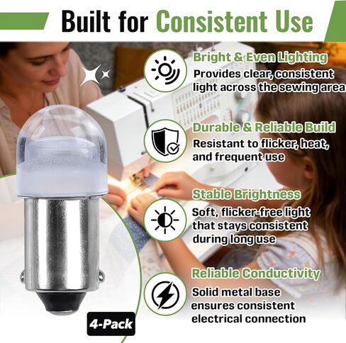 4-Pack 6V/3W 3055000-LED Push-In Light Bulb Compatible with Bernina Sewing Machine 1020,1030,1031,1080,1090,1100,1120,1130,1230,1260,1530,1630, Replacement for 3055000 3055000-G 3055000-LED in Saudi Arabia