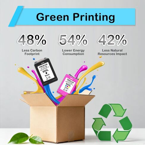 60XL Ink Cartridge Replacement for HP 60 Ink Cartridge Black and color Combo Pack 60XL High Yield Work for PhotoSmart D110 C4780 C795 C4680 C4650 Deskjet D2680 F2430 Envy 110 120 Printer (2Pack) in Saudi Arabia