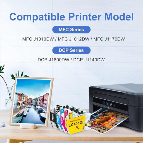 myCartridge SUPRINT LC401XL Ink Cartridges for Brother Printer Replacement for Brother LC401 401XL Ink Cartridges High Yield Printer Use with MFC-J1010DW MFC-1012DW MFC-J1170DW MFC-J1800D (5Pack, XL) in Kuwait