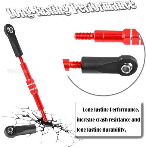 Adjustable Front Rear Toe Links Push Rods Upgrades Part for 1/16 Mini E-Revo Summit Truck,RC Aluminum Turnbuckles Camber Links,Steering Tie Rod,Suspension Pushrod Linkage Set,Red in Kuwait