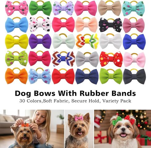 Puppy Hair Bows Small Dog: Mini Rubber Bands 60pcs in Saudi Arabia