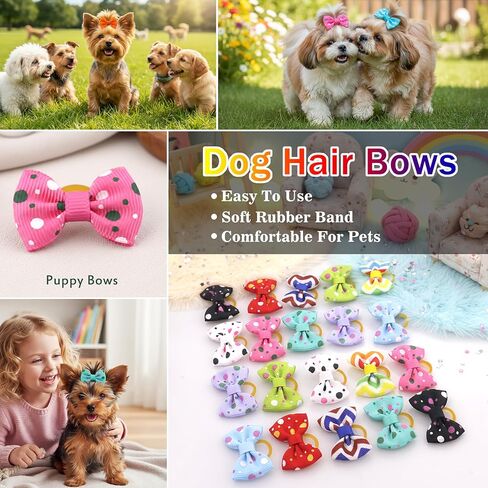 Puppy Hair Bows Small Dog: Mini Rubber Bands 60pcs in Saudi Arabia