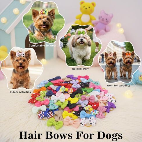 Puppy Hair Bows Small Dog: Mini Rubber Bands 60pcs in Saudi Arabia