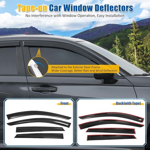 FREEMOTOR802 Tape-on Window Deflectors Fits 2025-2026 Kia K4, Rain Guards Side Window Visors Wind Deflectors Vent Visors Smoke Tinted Acrylic 4PCS in Kuwait
