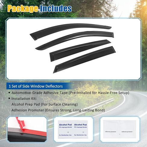FREEMOTOR802 Tape-on Window Deflectors Fits 2025-2026 Kia K4, Rain Guards Side Window Visors Wind Deflectors Vent Visors Smoke Tinted Acrylic 4PCS in Kuwait