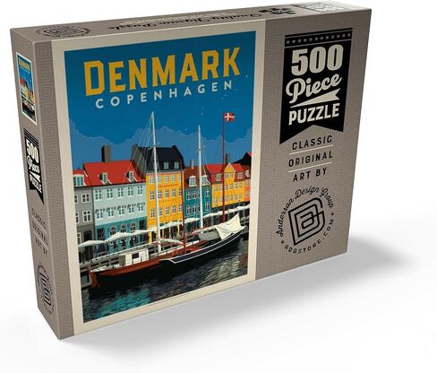 MyPuzzle Denmark: Copenhagen, Vintage Poster - Premium 500 Piece Jigsaw Puzzle for Adults in Kuwait