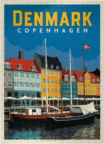 MyPuzzle Denmark: Copenhagen, Vintage Poster - Premium 500 Piece Jigsaw Puzzle for Adults in Kuwait