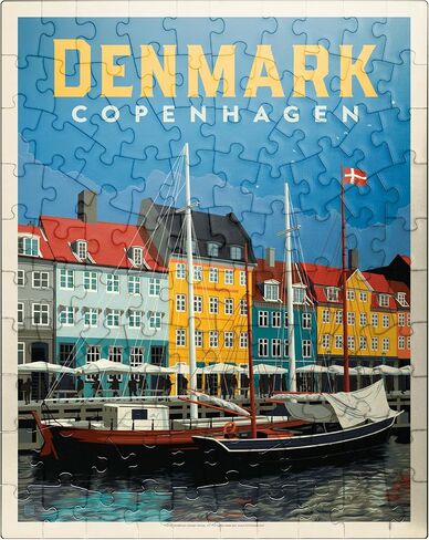 MyPuzzle Denmark: Copenhagen, Vintage Poster - Premium 500 Piece Jigsaw Puzzle for Adults in Kuwait