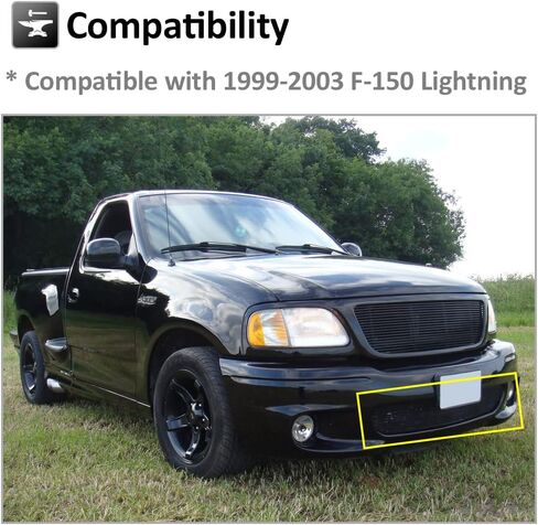 Front Black Lower Bumper Billet Grille Compatible with 1999 2000 2001 2002 2003 Ford F150 Lightning Grill Insert in Kuwait
