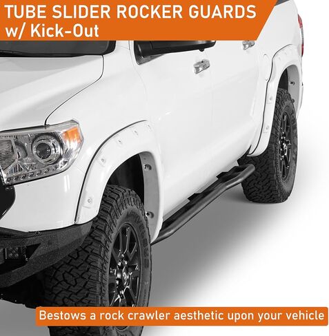 Hooke Road Tundra Rock Sliders with Kick-Out for 2007-2021 Toyota Tundra CrewMax(4 Full Size Doors), Running Board Nerf Bars for Rock Crawling in Kuwait