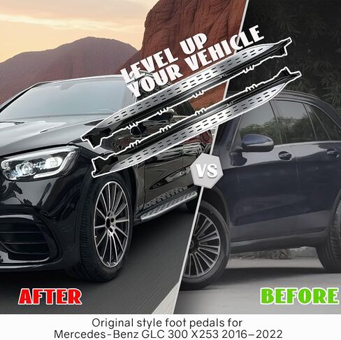 Running Boards for Mercedes-Benz GLC 300 X253 2016-2022 Aluminum Fixed Side Step Pedal Nerf Bar for Benz GLC 300 X253 2016 2017 2018 2019 2020 2021 2022 in Saudi Arabia