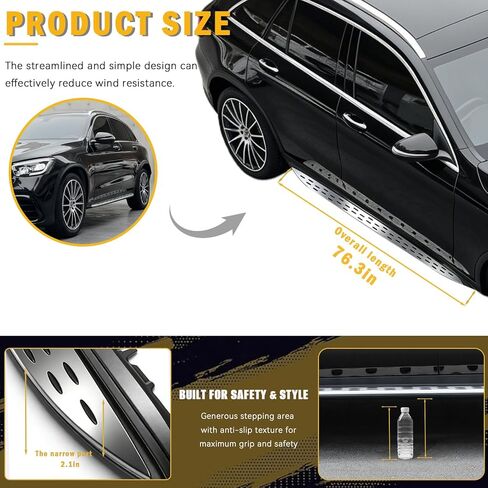 Running Boards for Mercedes-Benz GLC 300 X253 2016-2022 Aluminum Fixed Side Step Pedal Nerf Bar for Benz GLC 300 X253 2016 2017 2018 2019 2020 2021 2022 in Saudi Arabia