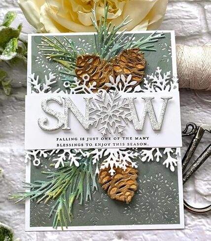 Christmas Metal Die Cuts,Words Snow Snowflake Background Festival Metal Cutting Dies Cut Stencils for DIY Photo Decorative Embossing Paper Dies for Scrapbooking Card Making in Kuwait