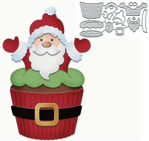 Christmas Cup Snata Metal Die Cuts,Merry Christmas Pine Snata Snowflake Cutting Dies Cut Stencils for DIY Invitation Card Scrapbooking Album Decorative Embossing Paper Dies Card Making in Kuwait
