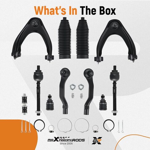 maXpeedingrods 12Pc Front Upper Control Arm Kit for Honda Civic 1996-2000, Suspension Kit with Lower Ball Joints Sway Bar Links Outer & Inner Tie Rods Boots in Kuwait