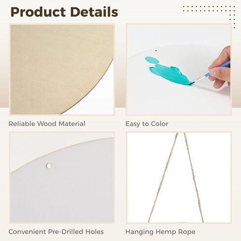 10 Pcs Sublimation Door Hanger Blanks, 12 Inch Sublimation Wood Blanks, Unfinished Blank Door Hanger Sign, DIY Door Hanger Decoration with Rope in Saudi Arabia