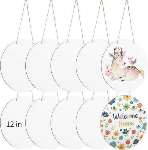 10 Pcs Sublimation Door Hanger Blanks, 12 Inch Sublimation Wood Blanks, Unfinished Blank Door Hanger Sign, DIY Door Hanger Decoration with Rope in Saudi Arabia