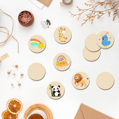 300pcs Unfinished Wood Slices Circle Round Discs Natural Wood Cutout Ornaments for Crafts DIY Art Supplies in Saudi Arabia