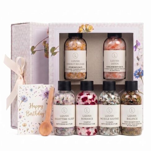 Lizush Lemongrass 6-Piece Spa Gift Set for Women - Relaxing Self-Care Basket, Luxury Handmade Body Care Items for Premium Relaxation - Happy Birthday in Saudi Arabia