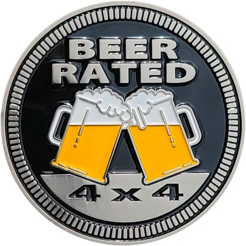 “Beer Rated" 4x4 Metal Automotive Badge Specifically Designed for The Jeep Wrangler Cherokee ~ Stick it Anywhere! in Saudi Arabia