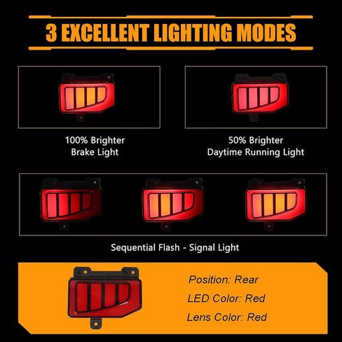 Dynamic Rear Fog Bumper Reflector Brake Tail Lights for 2020-2023 Gladiator in Saudi Arabia