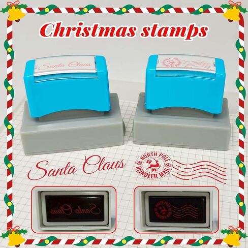 2 Pack North Pole Stamp,Christmas Self-Inking Stamp,Santa Stamp for Card Making,Christmas Gift,and Holiday Mail Envelope Supplies in Saudi Arabia