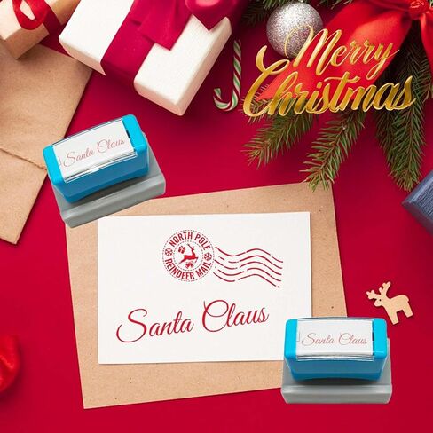 2 Pack North Pole Stamp,Christmas Self-Inking Stamp,Santa Stamp for Card Making,Christmas Gift,and Holiday Mail Envelope Supplies in Saudi Arabia
