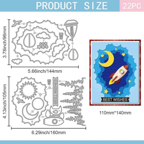 GLOBLELAND Layered Sky Cutting Dies Clouds Sun Metal Die Cuts Moon Forest Tunnel Cutting Embossing Templates for Scrapbooking Crafts Paper Cards Making in Kuwait
