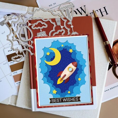 GLOBLELAND Layered Sky Cutting Dies Clouds Sun Metal Die Cuts Moon Forest Tunnel Cutting Embossing Templates for Scrapbooking Crafts Paper Cards Making in Kuwait