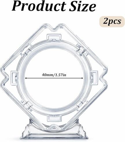 2 Pcs Coin Display Case Stand Holders for Collectors, Standing Coin Display Case Clear Acrylic Coins Protector 3D Rotatable Floating Coins Capsules Frame for Collectors Medallion Medal (1.6X 1.6in) in Kuwait