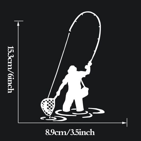 Fly Fishing Fisherman Trout Fish Sticker Decal Funny Sticker for Car Truck Window Bumper White in Saudi Arabia