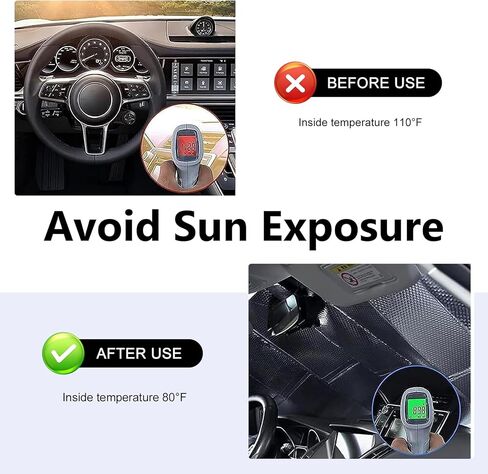 Car Windshield Sun Shade, 55.12" x 27.56" Double Bubble Front Window SunShade, Foldable Windshield Sun Visor for Keeping Vehicle Cool, Universal for Cars Trucks SUVS (Silver) in Kuwait