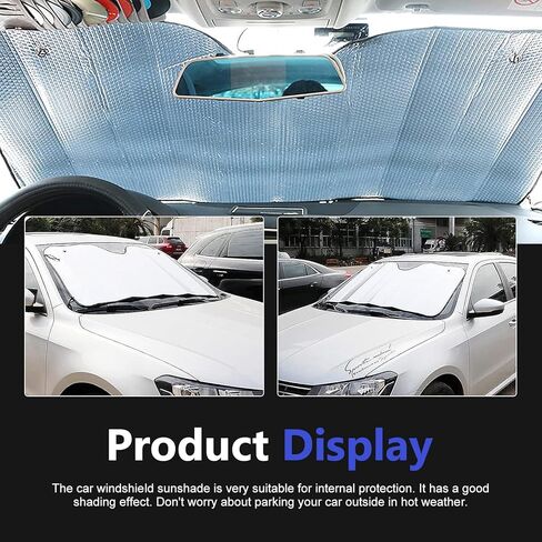 Car Windshield Sun Shade, 55.12" x 27.56" Double Bubble Front Window SunShade, Foldable Windshield Sun Visor for Keeping Vehicle Cool, Universal for Cars Trucks SUVS (Silver) in Kuwait