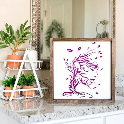4Pack Tree of Life Reusable Stencil Set, Art Woman Tree Stencil for Painting on Wood Signs, Plastic Decorative Tree Pattern Template for Wall Canvas Fabric Home Decor DIY Art Projects in Kuwait