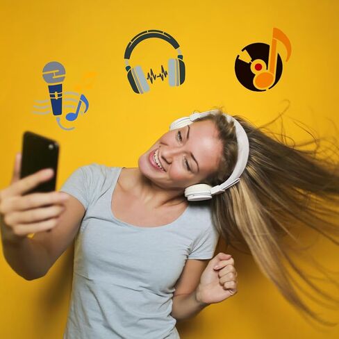 FINGERINSPIRE 9Styles Music Patterns Stencil with a Brush 5.9x5.9Inch Notes Painting Stencil Records Drawing Stencils PET Guitars Stencils Spectra Headphones Microphones Template for Wall Decor in Kuwait